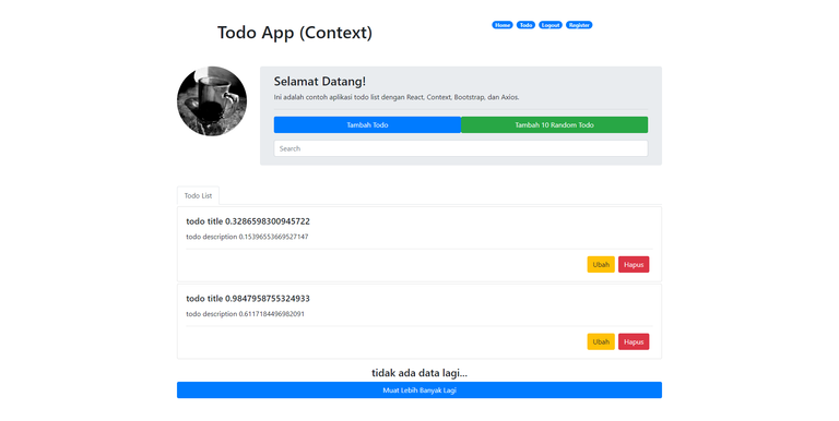 RF React Advanced Todo - Aplikasi Todo