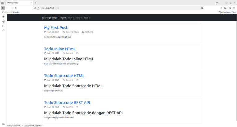 RF Hugo REST API - Website Hugo dengan Backend REST API