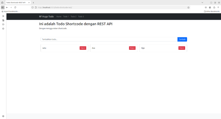 RF Hugo REST API - Website Hugo dengan Backend REST API
